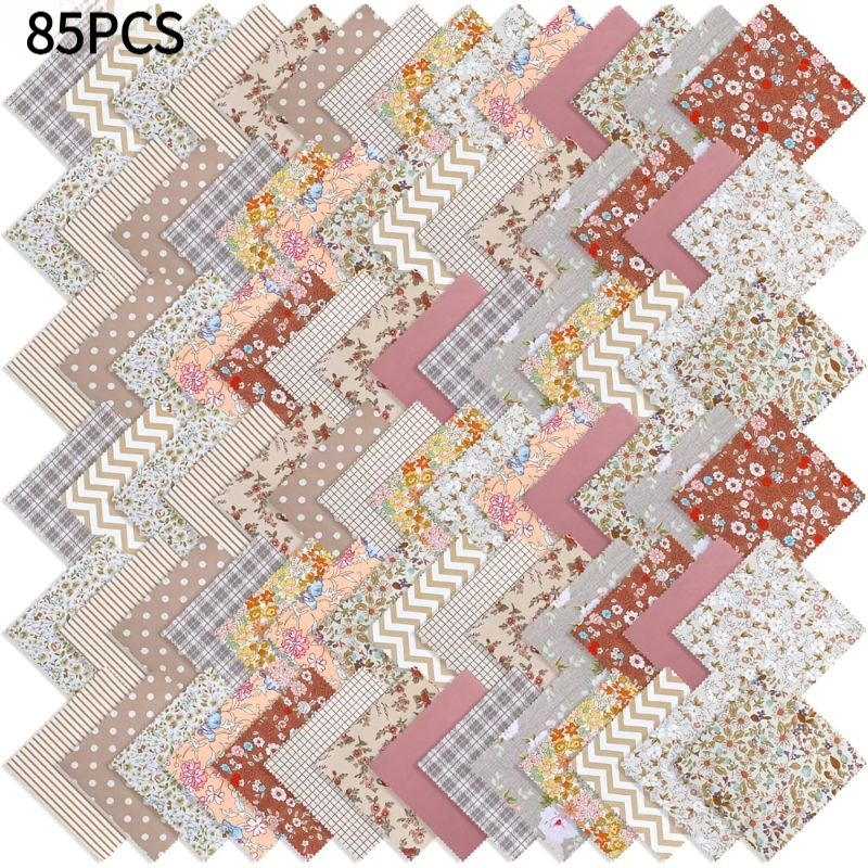 TEMU Ensemble de tissu de couture vintage de 5 pouces, 85 pièces, tissu de patchwork prédécoupé pour mini-sacs, tissu à imprimé floral pour la