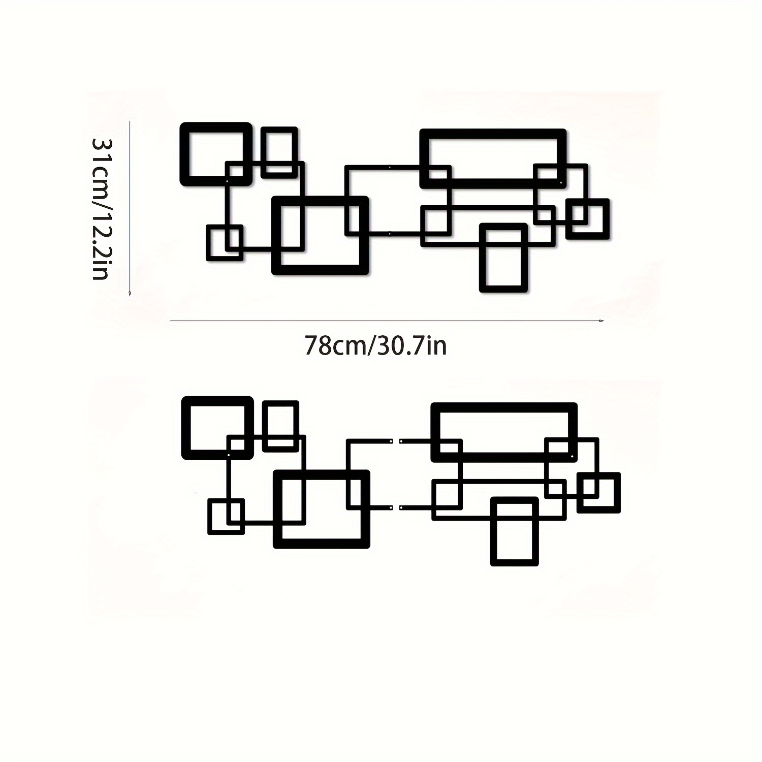 TEMU 2pcs Combination Set Modern Geometric Metal Wall Art - Black And White Contrast Abstract , Horizontal Wall Decoration In Living Room, Dining