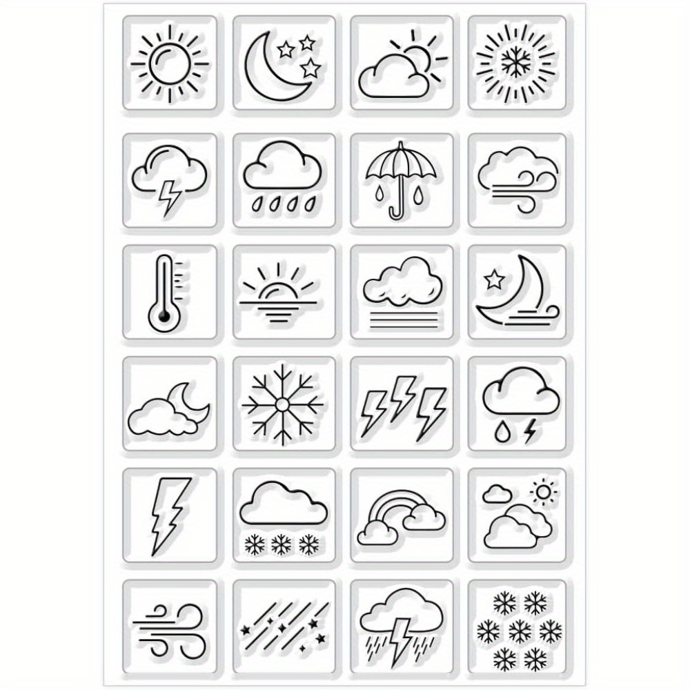 Image of Weather Clear Stamps Transparent Silicone Stamp Mini Weather Silicone Seals Stamp For Calendar Planner Decoration And Diy Scrapbooking 6.3 X 4.3inch