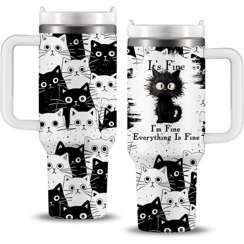 

Black Cat For Women Men, Is Mug, Christmas Birthday Gift For Mug, 40oz Stainless Steel Cat Coffee Cups With Handle