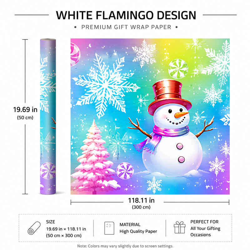 TEMU 1 Rouleau de 50X300Cm (19.7X118.1In) - Motif de Noël, Design , Idéal pour Cadeaux, Anniversaires & Fêtes, Couleurs Vibrantes, Facile à Enrouler,