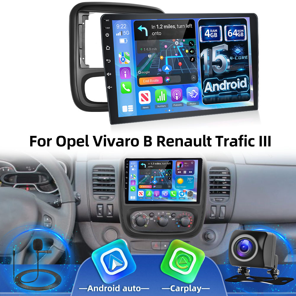 4+64 15 Car Stereo 9 Inch Car Radio For Renault Trafic Iii With Car Gps Bluetooth Fm/rds/eq/usb Reversing Camera