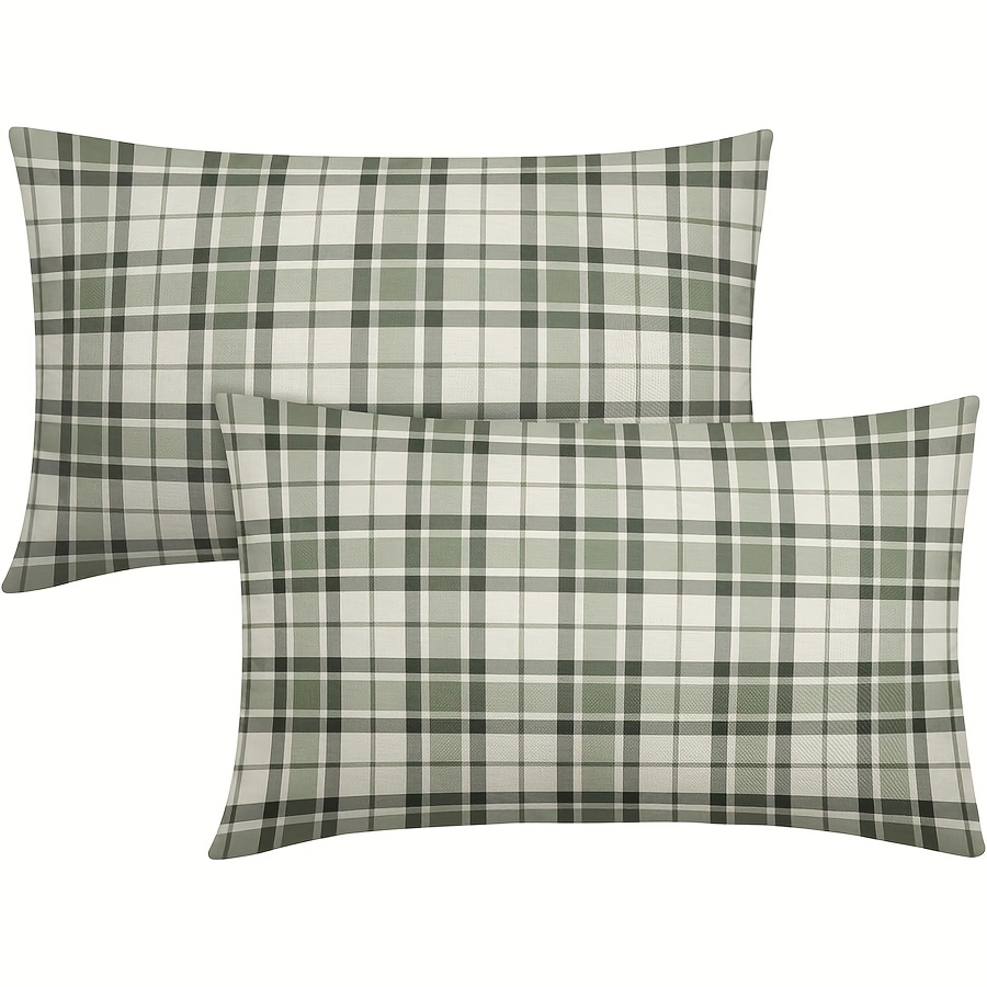 TEMU 2pcs Rectangular Throw Pillow Cover And White Checkered Pillowcases Festival & Gift- Cushion Cover (without Filler) For Bedroom & Living Room