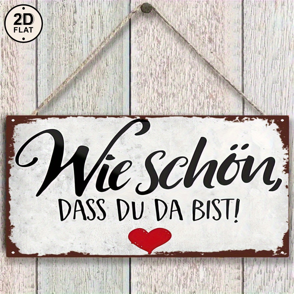 2d Flat - Rustic Metal Sign In White, How Lovely That You Are Here! Heart Decoration For Home Wall Art, 2d Flat