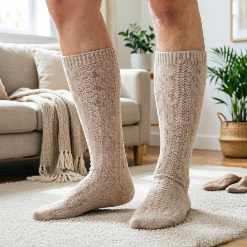 TEMU (german Text On Socks, Standing In Germany!) 1 Pair Men Women Oktoberfest Knit Knee-high Socks, Warm Socks, Hiking Socks, Men Women's Birthday