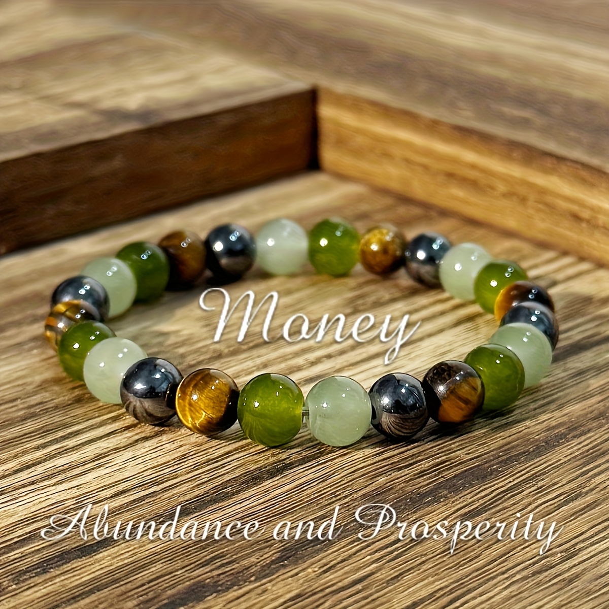 1pc A Bracelet Symbolizing And , With Natural Stone Beads In , Brown, Black, And White. This Jewelry Serves As A Charm For Wealth And , Suitable For Men And Women