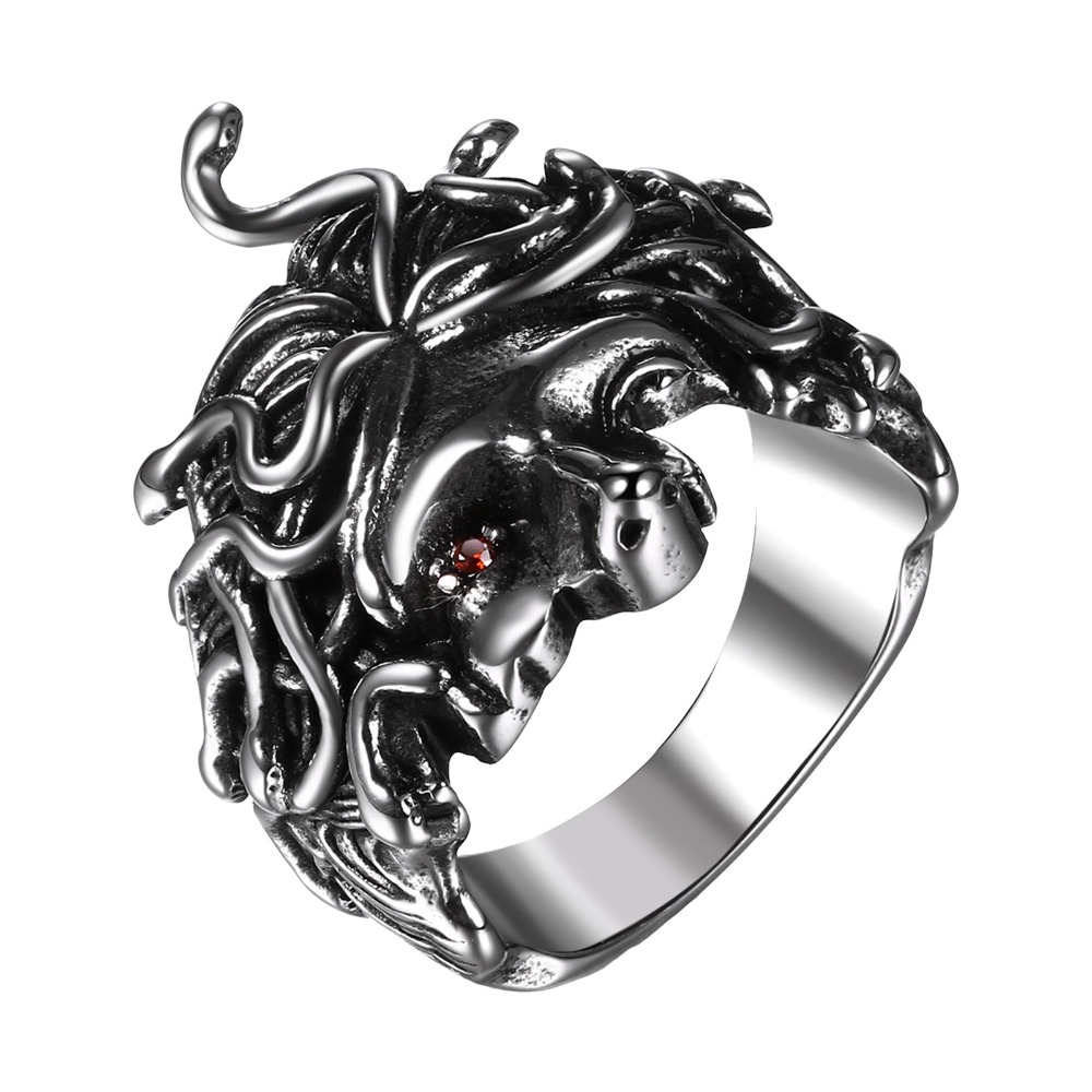 Jewelrywe Medusa Gothic Vintage Ring - Stainless Steel Greek Myth Jewelry Suitable For , Medusa/petrasphagor/ Ring, Wear For Parties, Everyday, Greek Myth