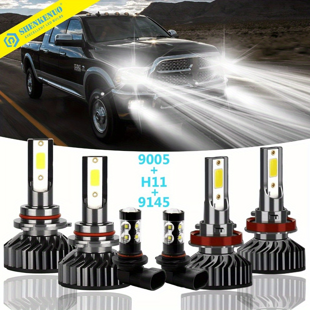 

For Dodge For 1500 2500 3500 4500 5500 2009-2018 6pcs Led Headlight Fog Light Bulbs Combo, Without Battery