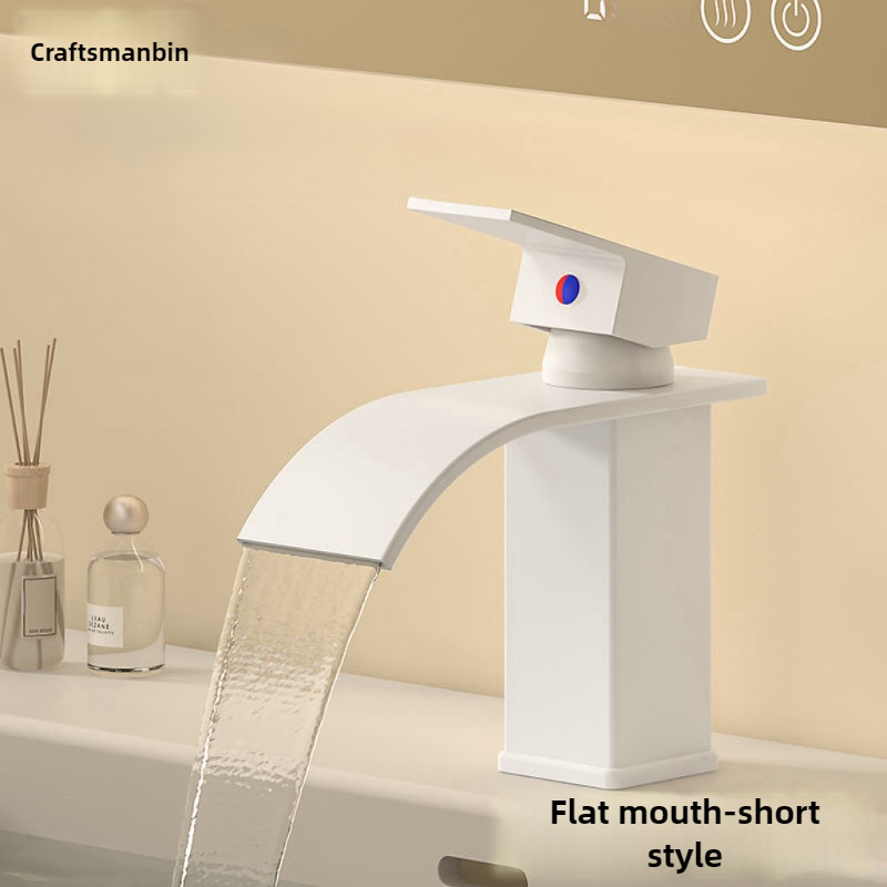 Zwarte * tuit wastafelkraan in watervalstijl voor warm en koud water, roestvrijstalen wastafelkraan voor de badkamer, zonder waterinlaatslang, geschikt voor 0,79-inch waterinlaataansluiting