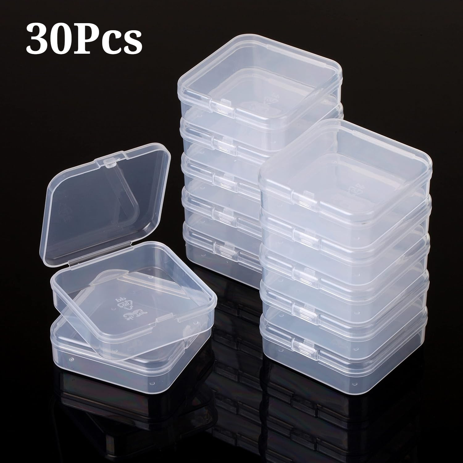 TEMU Small Plastic Containers, Clear, 30pcs, Small Bead Organizer, Small Containers For Organizing, Bead Containers, Small Plastic Box, Mini