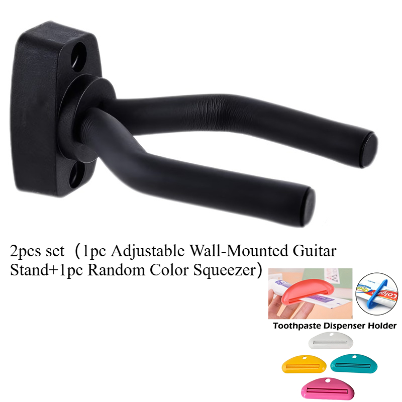 TEMU 2pcs Set 1pc Adjustable Wall-mounted Guitar 1pc Random Color Squeezer, Non-slip Sponge Hooks, No-drill , Suitable For Guitars, Ukuleles, ,