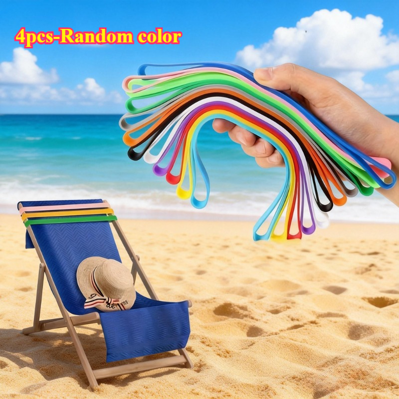 E-shop 4 Stück Langlebige, Bruchfeste Strandtuch-Clips mit Bändern – Windfest, Reißfest, Hoch Elastisch, Ideal für Poolpartys, Schränke, Strand,