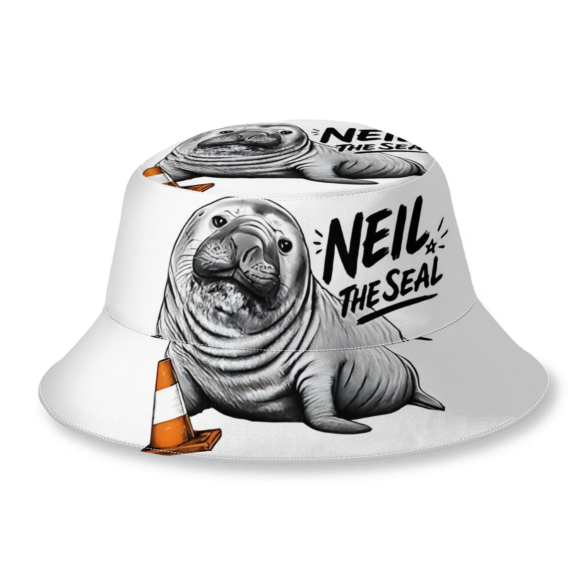 TEMU 1pc Neil The Seal Bucket Hat - Reversible Unisex With Iconic Australian Wildlife Meme, Neil Face Suitable For Parties, Events & Casual Wear -