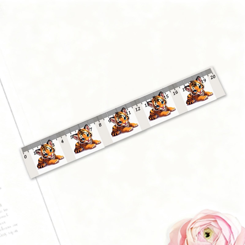 20cm Plastic Ruler with Cute Cartoon Baby Tiger Pattern