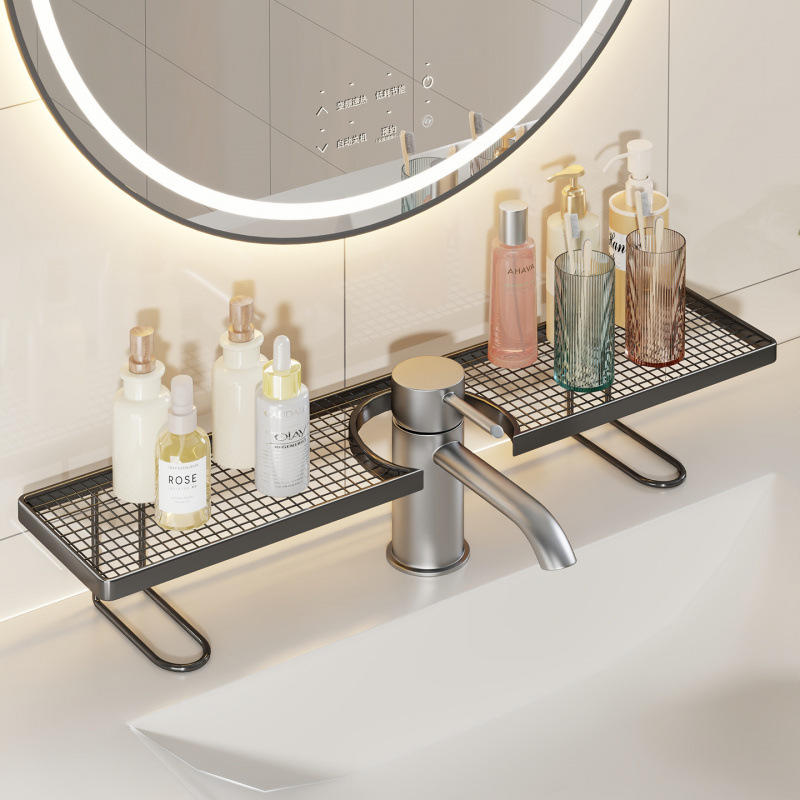 TEMU Over Faucet Storage Rack For Kitchen Sink, Countertop Shelf Organizer With Drain Mesh, Multi-functional Sponge Soap Holder Stand, Space Saving