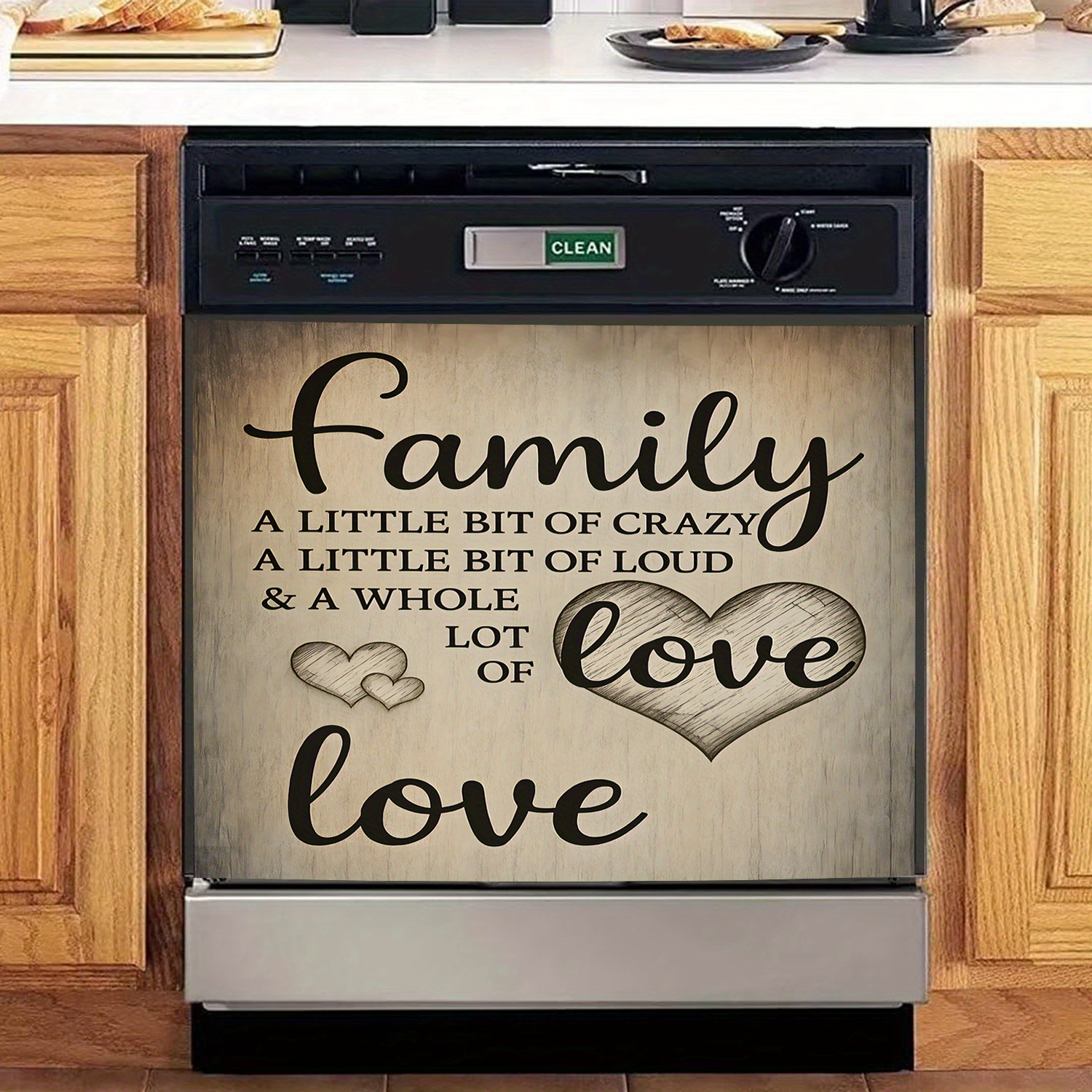 Dishwasher Cover- " Of Crazy, Of Loud& A Whole Lot " Design With Heart Illustration, Kitchen Appliance Decal For Refrigerator Or Dishwasher, Dishwasher Cover Decorative