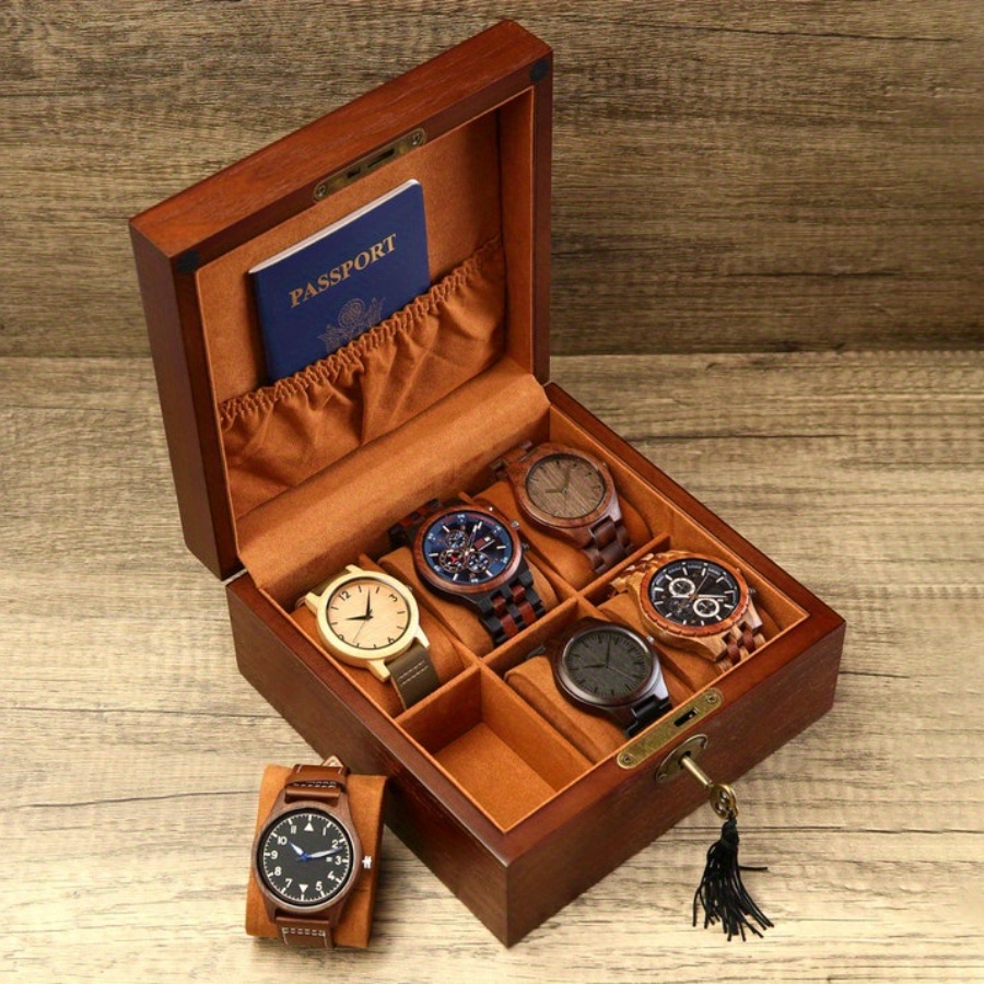 TEMU Personalized Watch Box With , Gift For Dad, Engraved Wooden Watch Case, Watch Box For Men, Mens Gift, Anniversary Gift