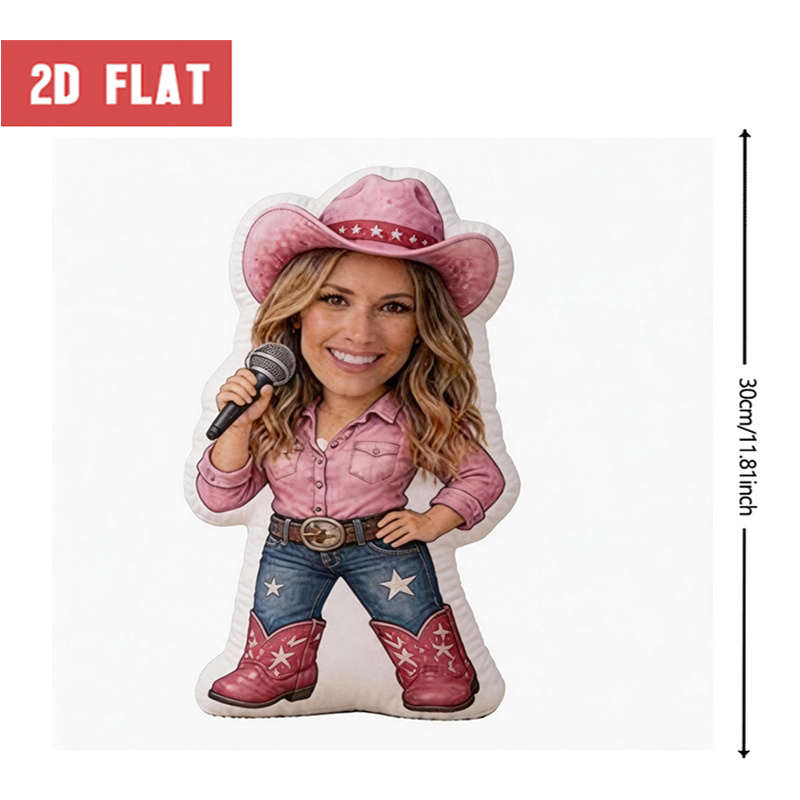 TEMU Personalized Photo Face Pillow With Custom Photo - Large 60cm Double-sided Cowboy Cushion Suitable For Sofa & Bed, Hair, Hand Washable Gift For