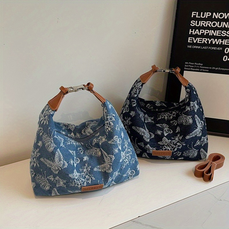 Denim Handbags For Women 2025 Retro Quilted Denim Purses For Women