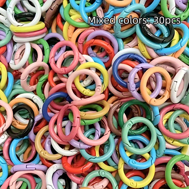 E-shop 30 Farbige O-Ring Federklammern mit Leicht-Öffnenden Metallverschlüssen - 25mm Hohl-Design, Leuchtende Farben, Ideal für Bastelarbeiten,