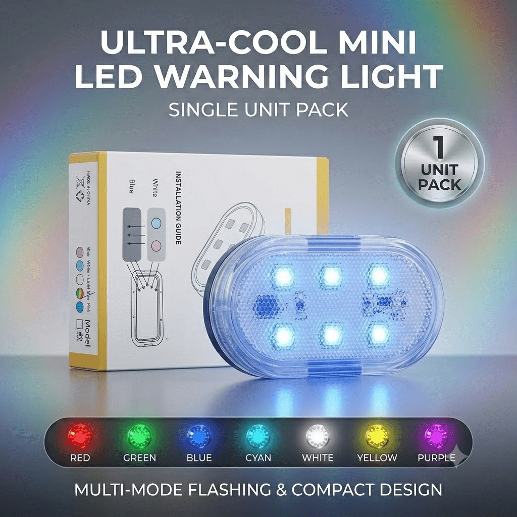 TEMU Éclairage RVB pour voiture de fête de Noël, feu d'avertissement décoratif LED fil magnétique, commutation de mode d'éclairage multicolore, mini