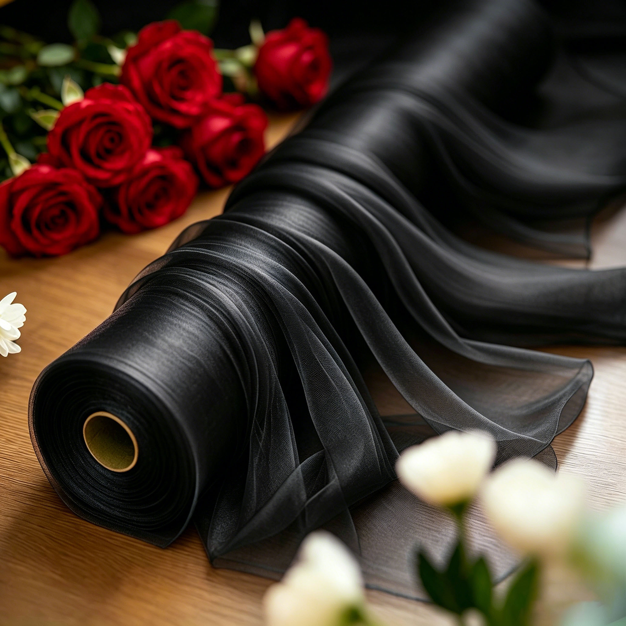 TEMU Tissu de drapé décoratif en multifonctionnelle en tulle noir ultra-long, de mariage, couronne à , décoration d'anniversaire, anniversaire,