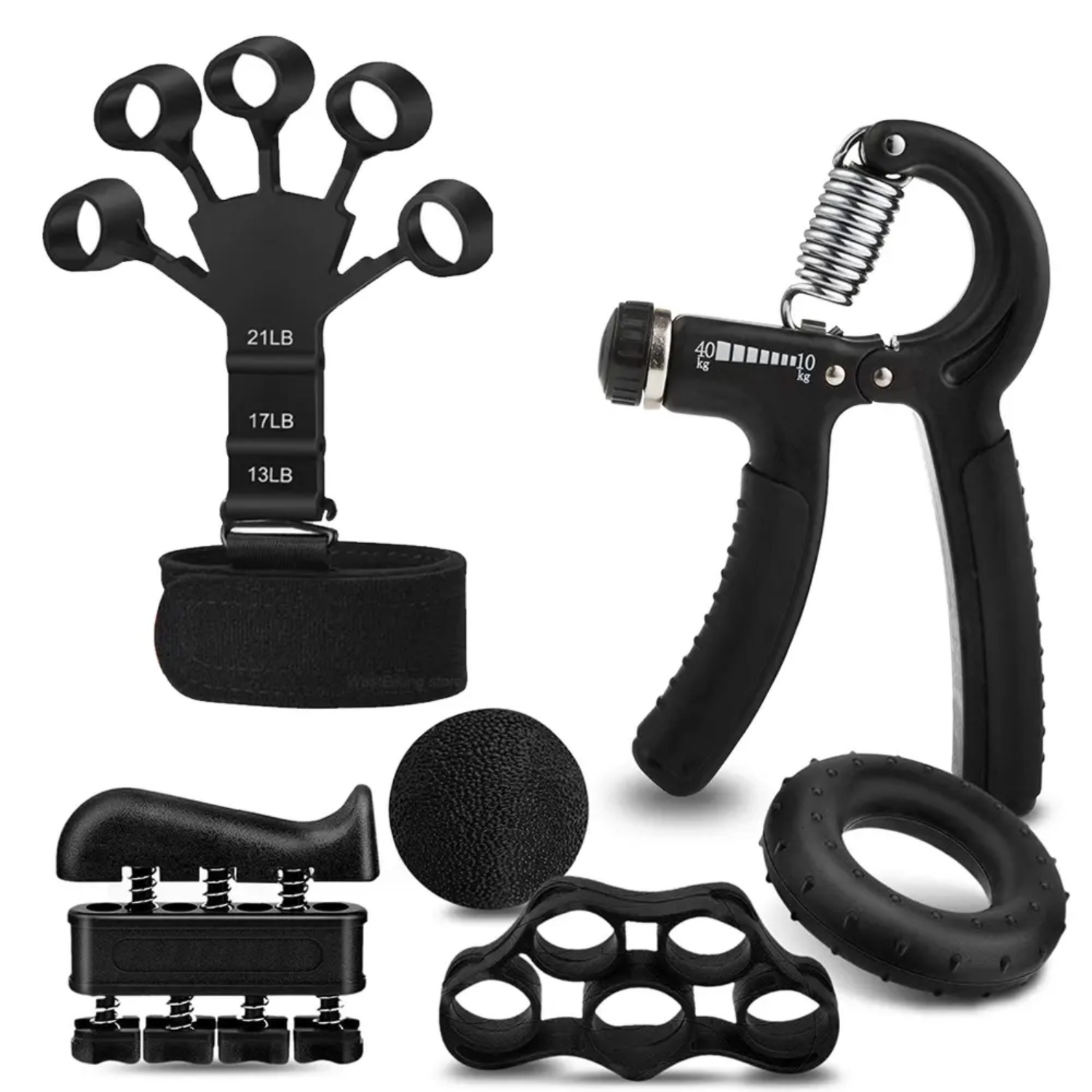 6-in-1 Hand Therapy Set, Adjustable Resistance From 5 To 60kg For Strengthening Grip, Fingers, Wrists, And Forearms, Convenient Exercise Gear For Gym And Office