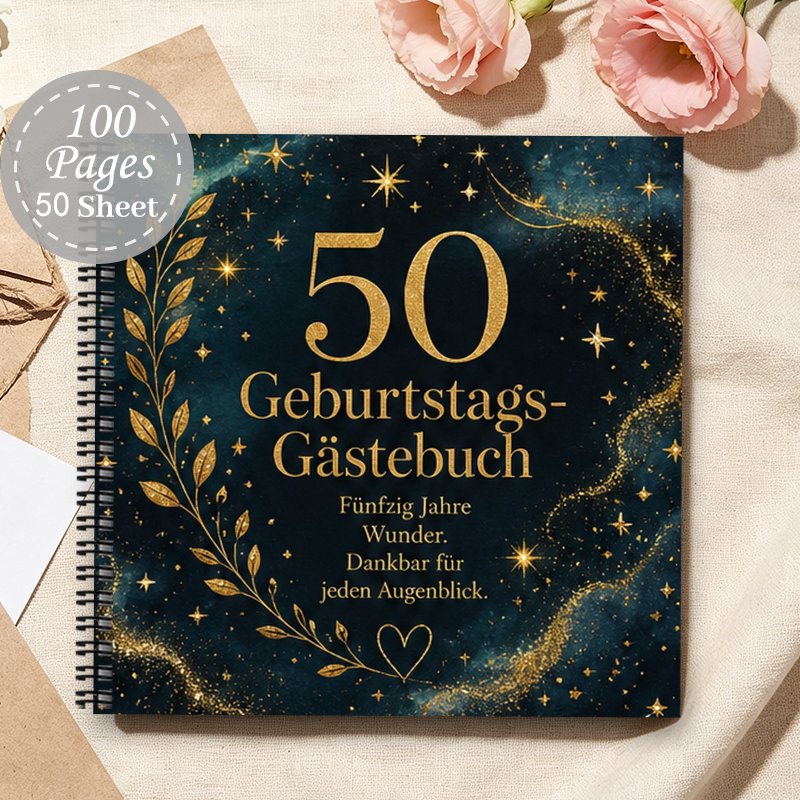 TEMU 1pc Aesthetics German Birthday Guestbook, Witness The Gift For Birthday Party Message Book With Wishes Guest Messages Happy Birthday Gift 50th