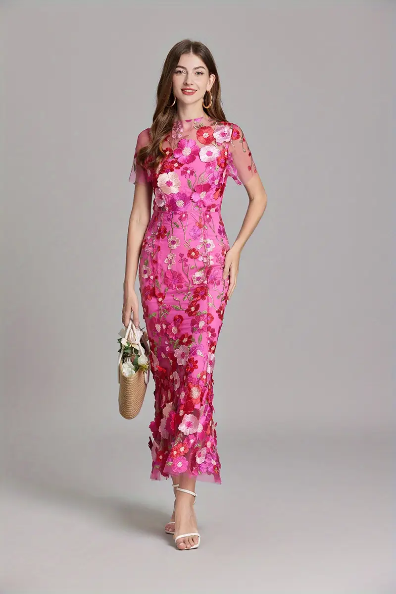 elegant heavy duty floral lace embroidered fitted mermaid long dress for women suitable for weddings and bridesmaid attire Product details 17