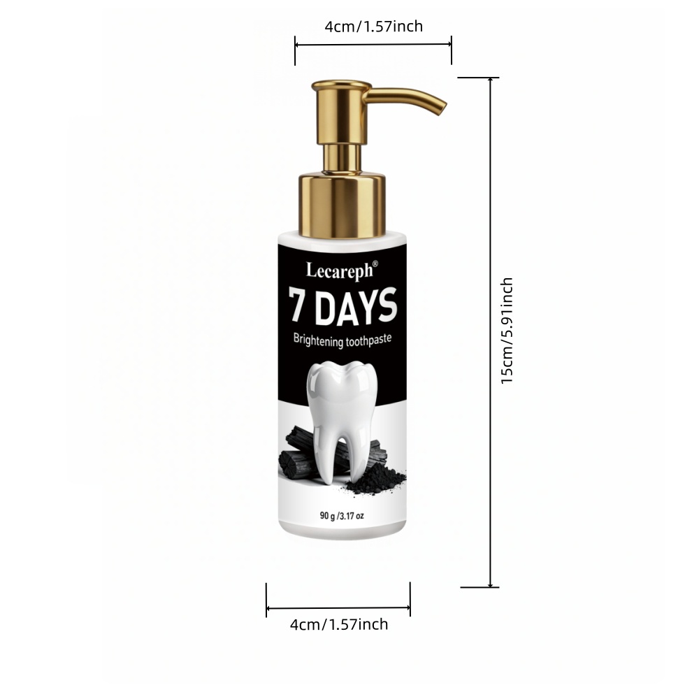 Lecareph 7 Days Activated Charcoal , Natural Mint Flavor, Deep Cleaning, Deep Removal Through Brushing, , Teeth, , Gentle Non-irritating, Daily Use Teeth, 90g/3.17oz
