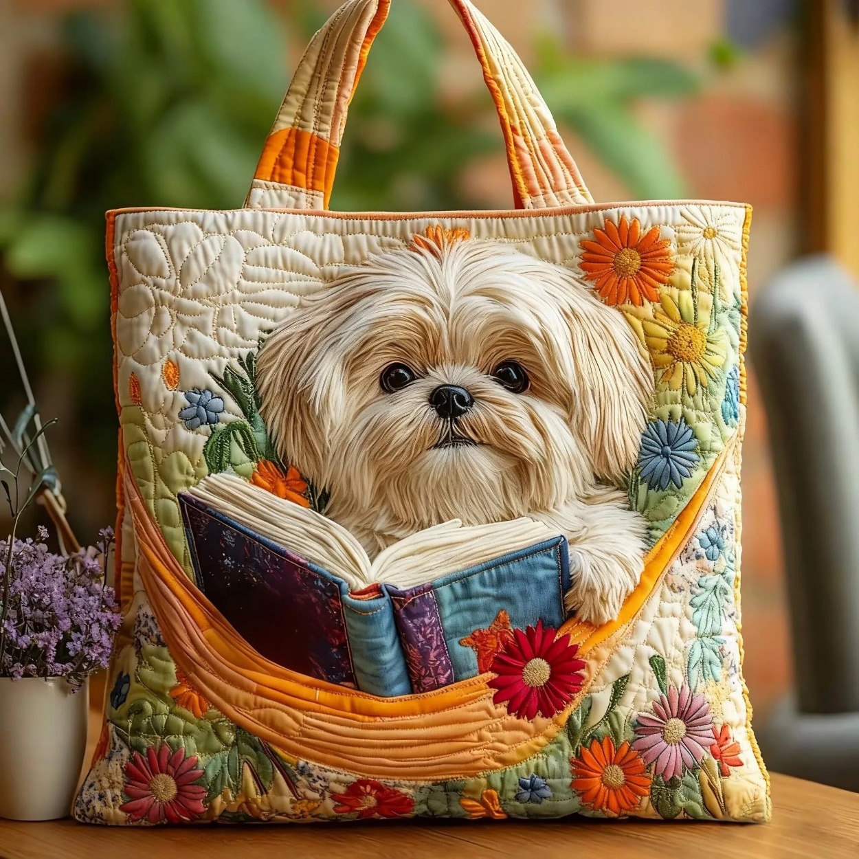 TEMU Animal Theme Quilted Tote Bag Comfortable Fabric Large Capacity Storage Tote Bag For Daily Commuting And Travel Hand Washable Or Clean Unisex Tote Bag Cute Gift For Pet Lovers