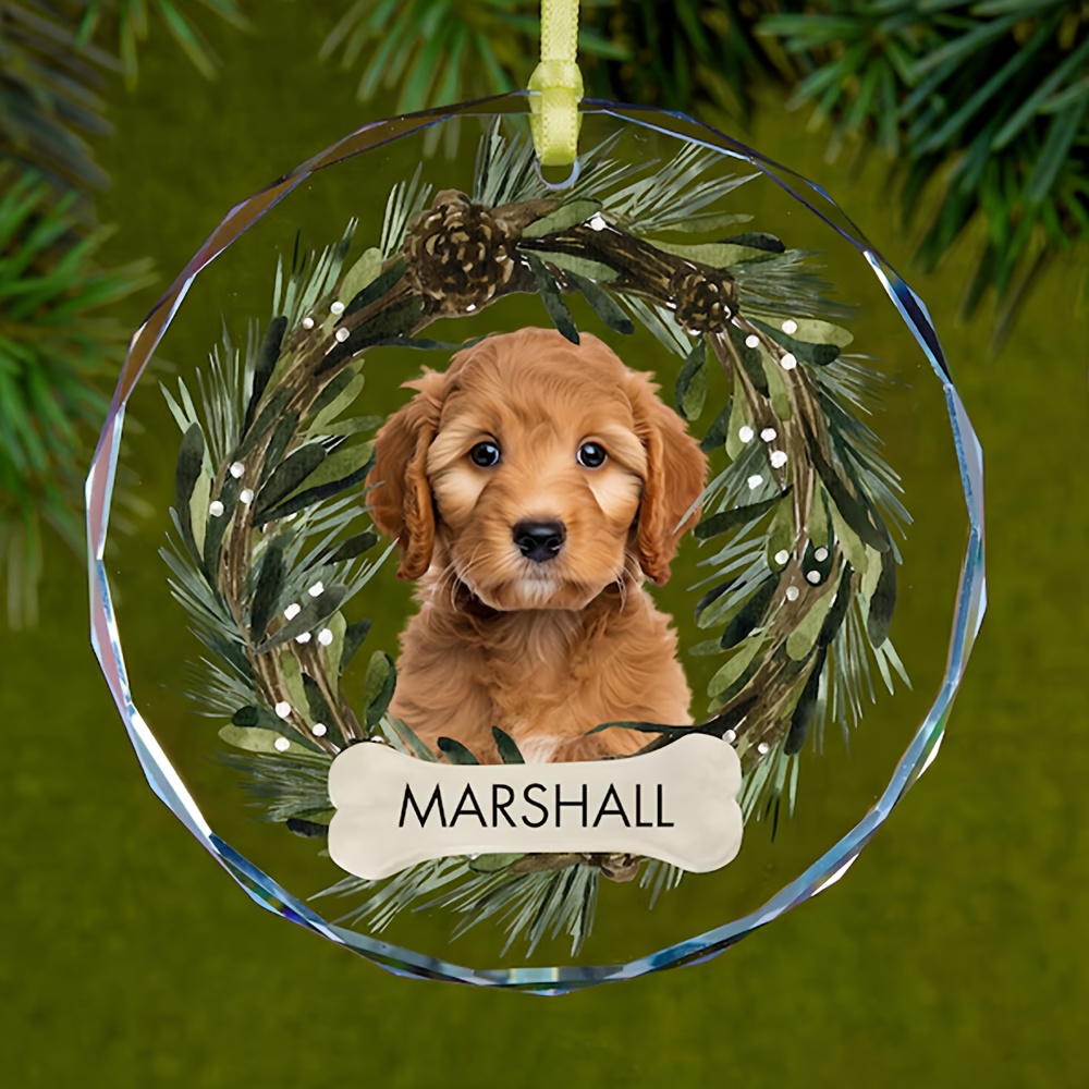 TEMU Custom Christmas Crystal Acrylic Ornaments, Customizable Photo And Name Christmas Decorations, Branch Design, Ideal For Holiday Decor And