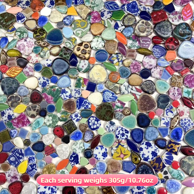 Image of 105g/205g/305g, Of Different Styles Of Handmade Mosaics Are Mixed, In Multiple Sizes, Meltable Glass Products, Diy Mosaic Materials, And Used For Diy Handmade Crafts And Decoration, Such As Bracelets