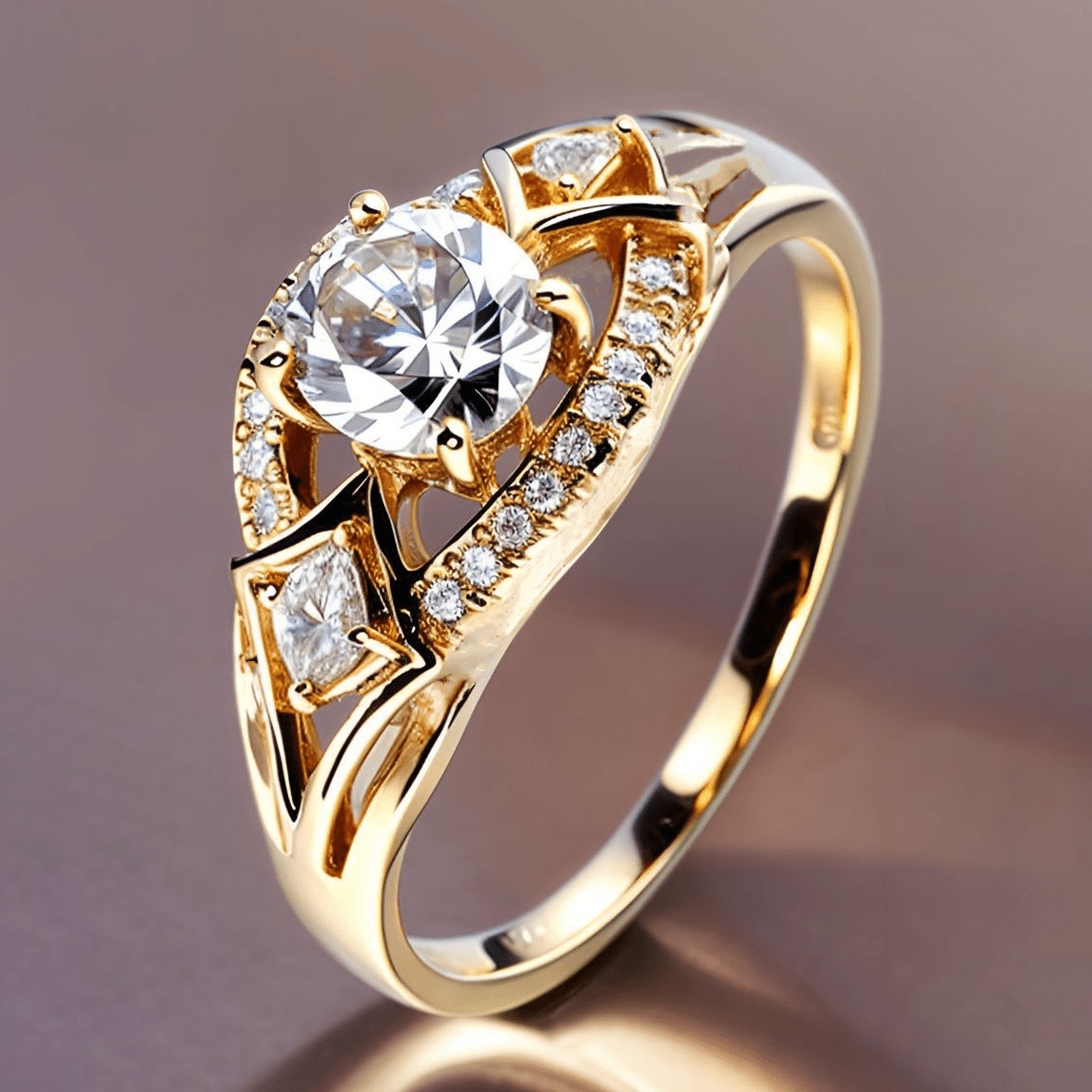 E-shop Exquisiter, eleganter luxuriöser modischer Verlobungsring für Damen als Hochzeitsversprechen aus 18K vergoldetem Messing, besetzt mit einem