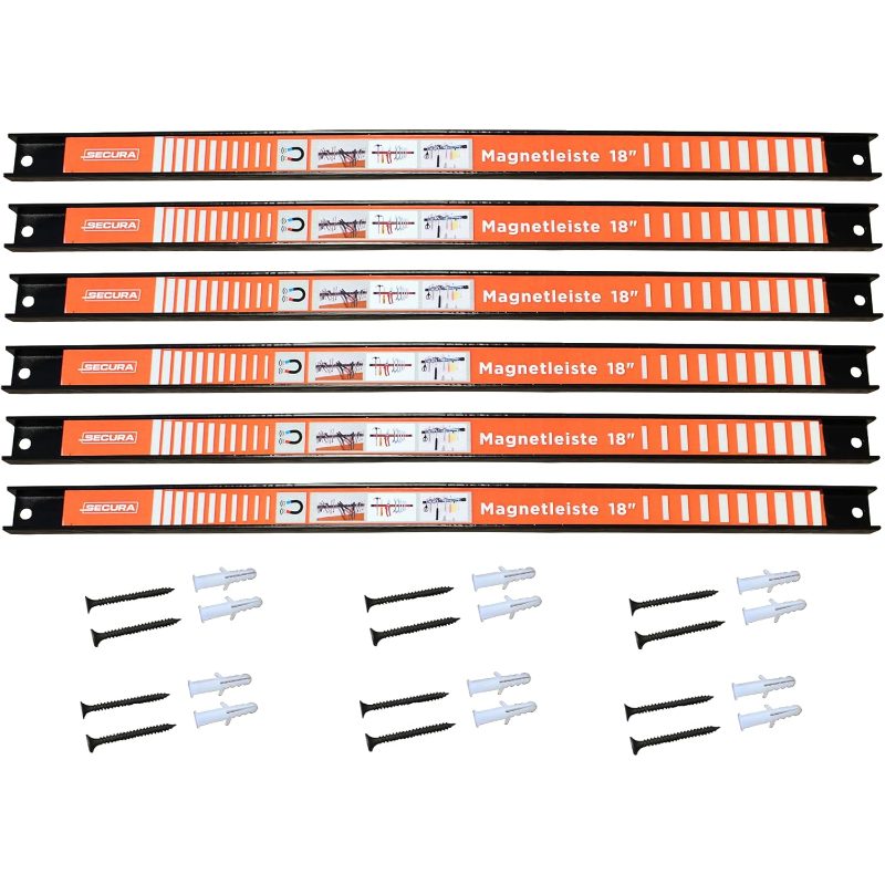 Magnetic Strip Storage 6pcs Each 45.7cm With 6kg Load Capacity Organization System Wall Mount Magnet Bar As A Workshop Accessory Magnetic Strip Holder Wall