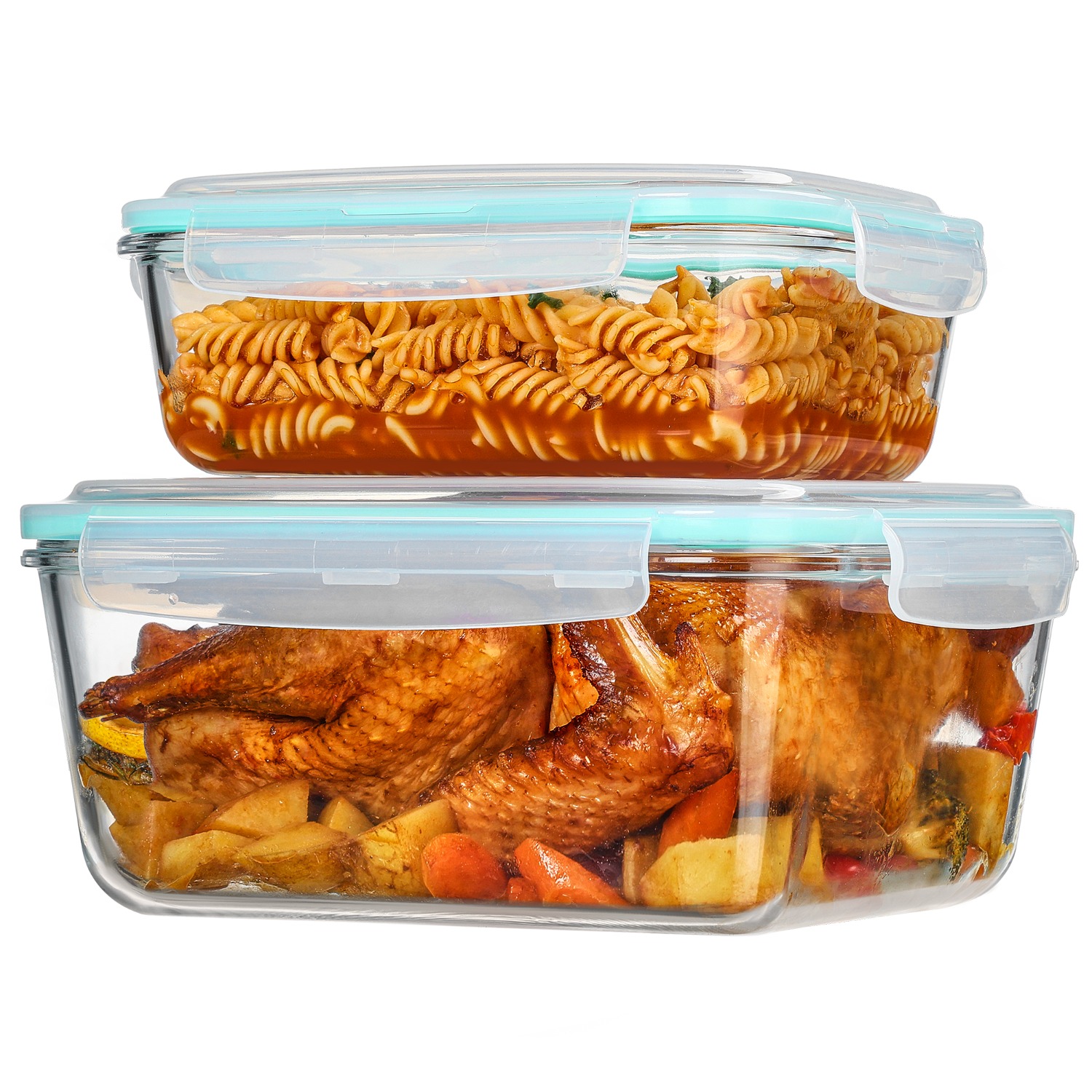 TEMU 122oz+50oz Large Glass Food Storage Containers With Airtight Lids, Big Glass Containers For Roasting Chicken, Baking Casseroles, Food Storage,