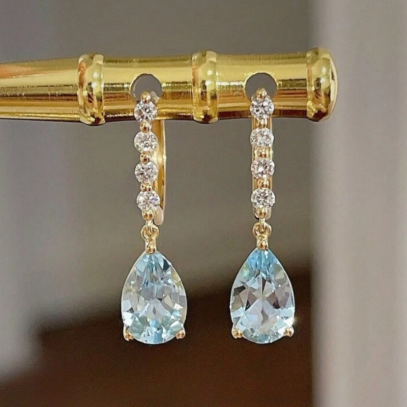E-shop Elegante Eingefasste Tränenförmige Zirkonia Ohrringe für Damen Braut Hochzeiten Party Feiertage Tägliche Freizeit Vintage Ohrhänger Schmuck