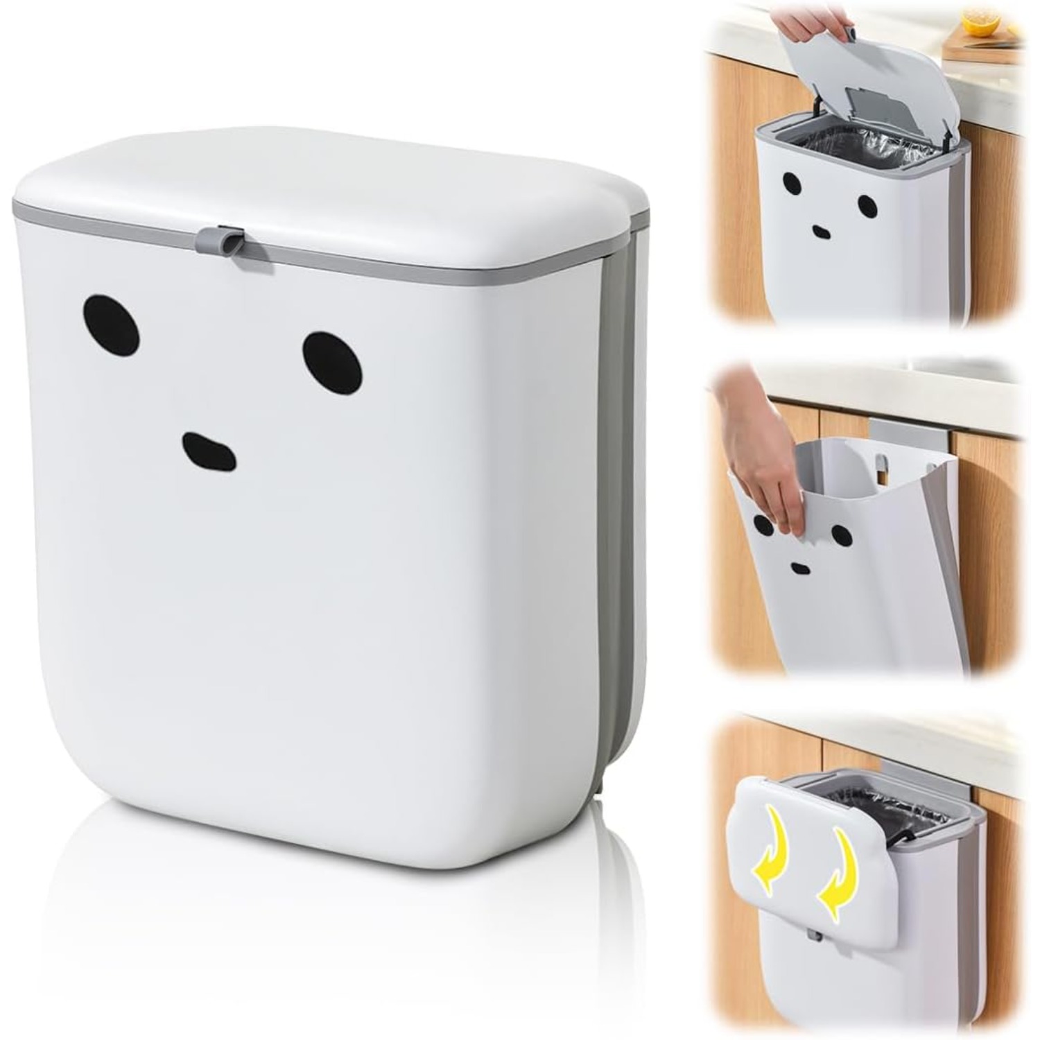 9 L Wall-mounted Trash Can - Space- Hanging Bin For Kitchen, Camping, Bathroom, And Office, Easy To Clean And Easy To Assemble (white)