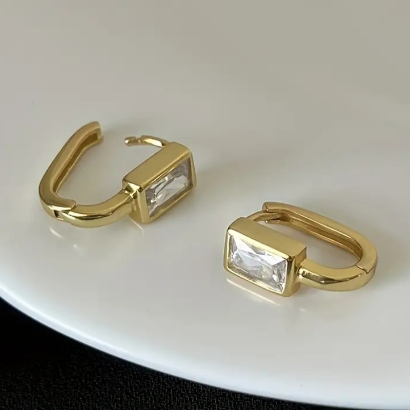 TEMU Orecchini a con di zirconi sintetici semplici ed eleganti per donna, per vacanze, feste, appuntamenti quotidiani, accessori squisiti