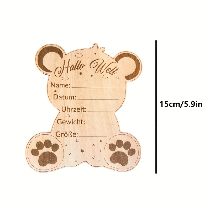 Image of Hello World" Wooden Birth Announcement Sign, Welcome Keepsake Plaque, Growth Milestone Wooden Plaque, First Birthday Card, Baptism Gift, Birth Date Height Weight Gift, Photography Prop