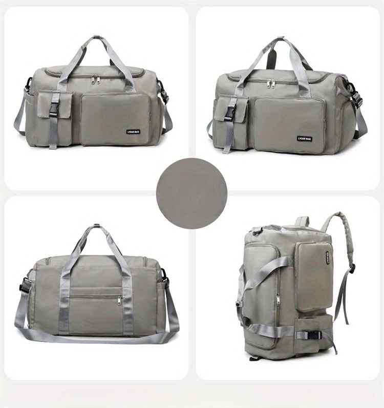 Bolsa de gimnasio de gran capacidad, mochila de viaje y bolso de mano con múltiples compartimentos, cierre con cremallera resistente, convertible en mochila o bolso de hombro para mujeres y hombres, compartimento principal amplio y bolsillo delantero, ideal para gimnasio, yoga, viajes de fin de semana y regalos, disponible en negro, portador de accesorios de yoga, compartimentos con cremallera