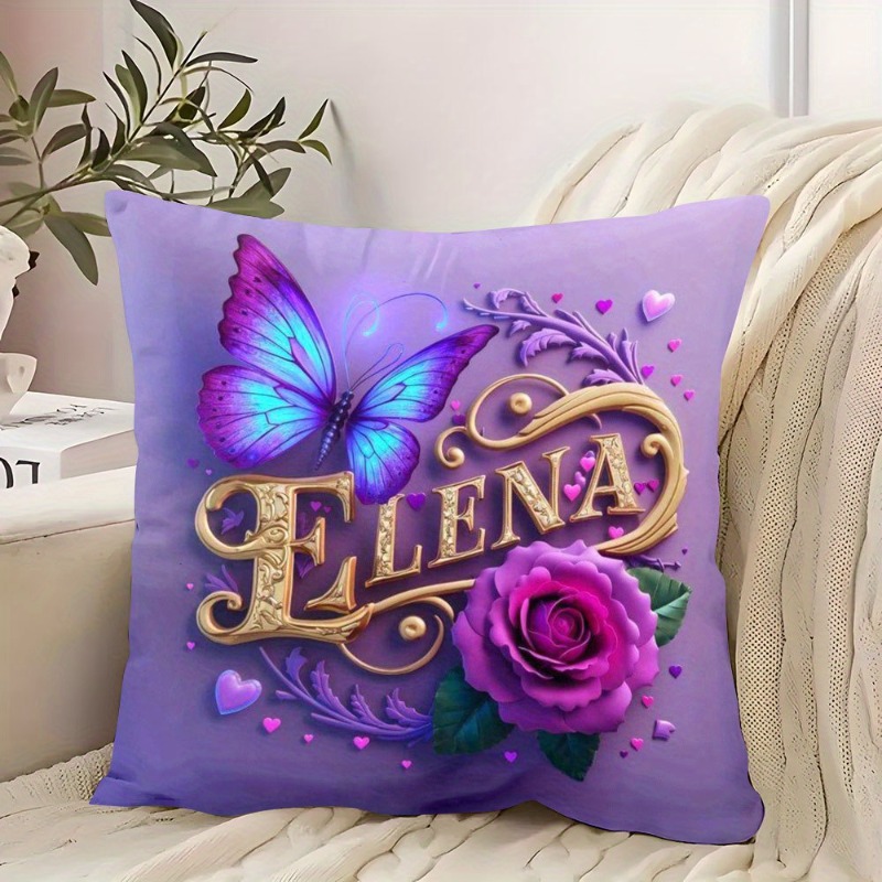E-shop Elena dekorativer Kissenbezug – Zeitgenössisches Blumen- Schmetterlingsdesign, 45,72x45,72cm quadratischer Rückenkissenbezug, Reißverschluss,