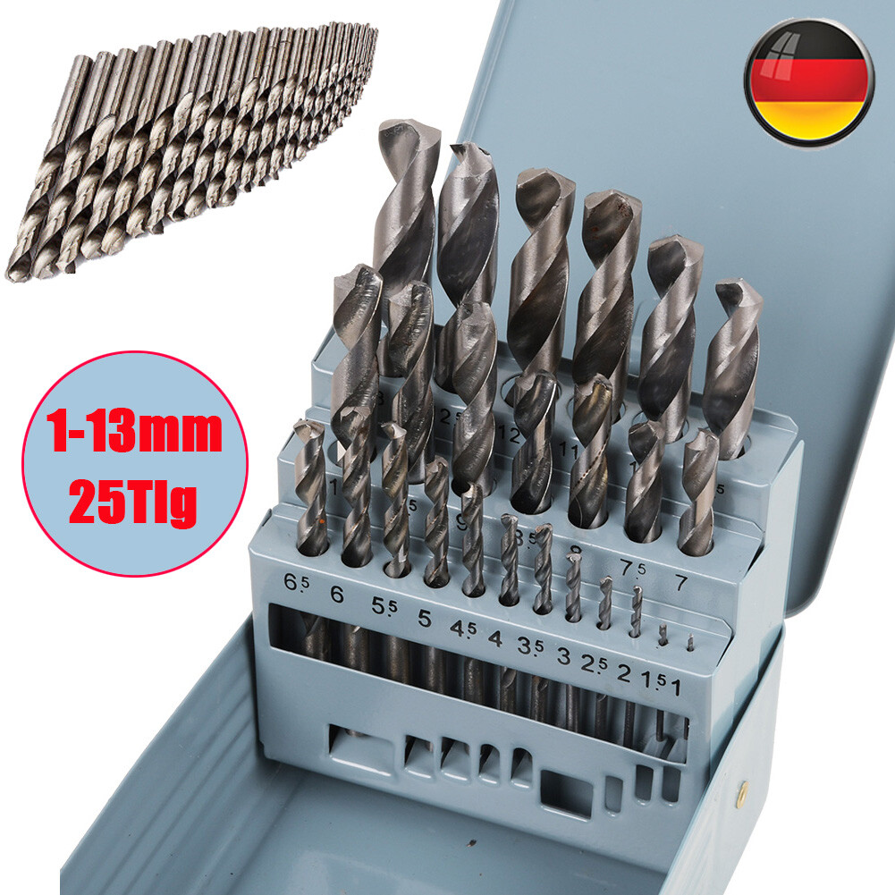 25pcs Hss Spiral Drill Set 1-13mm 118° Metal Drill Set Steel Drill