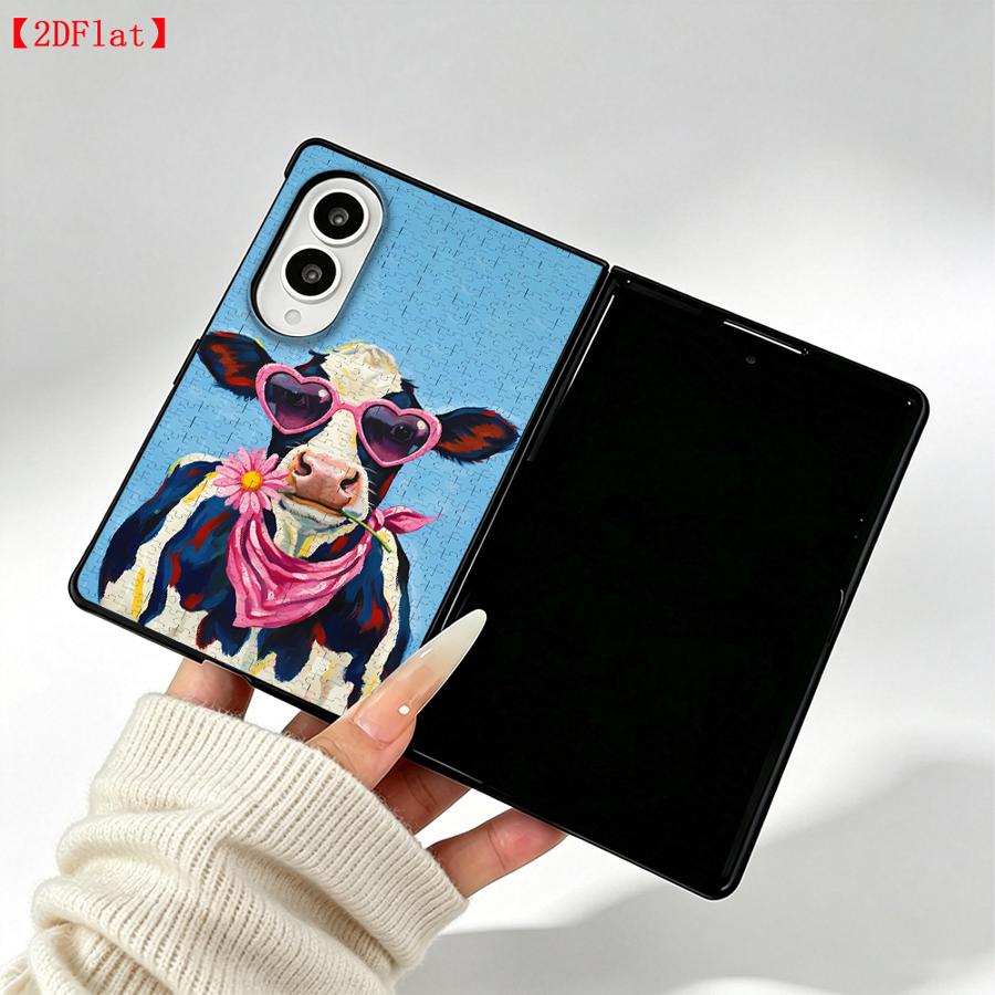 Husă de telefon: Husă plată 2D potrivită pentru for Samsung for Galaxy ZFold8Ultra Z Fold6 Z Fold7 Z Fold4 Z Fold5 Z Fold 8 7 6 5 4 3 Z Fold3, husă de protecție, model vacă la modă, plată 2D