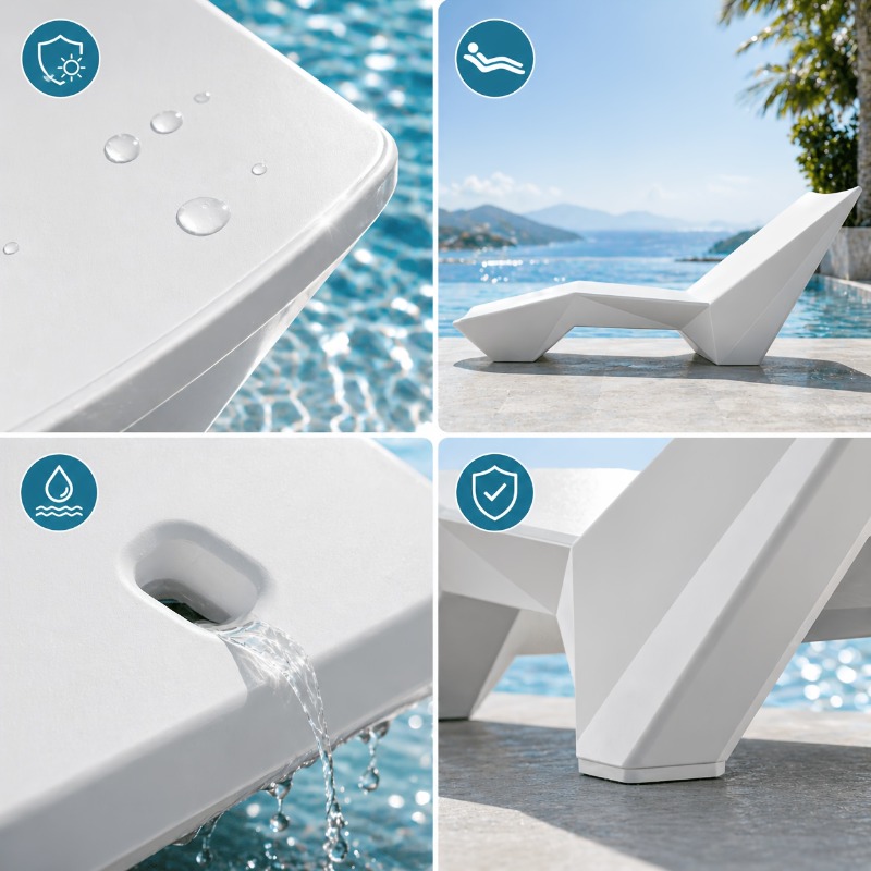 Designer In-Pool Chaise Lounge Chair, Modern Ergonomic S-Shaped Pool Lounger, Heavy-Duty UV And Waterproof Outdoor Recliner with Sand-Fill Weight Box And Drainage System, for Poolside, Patio And Shallow Water