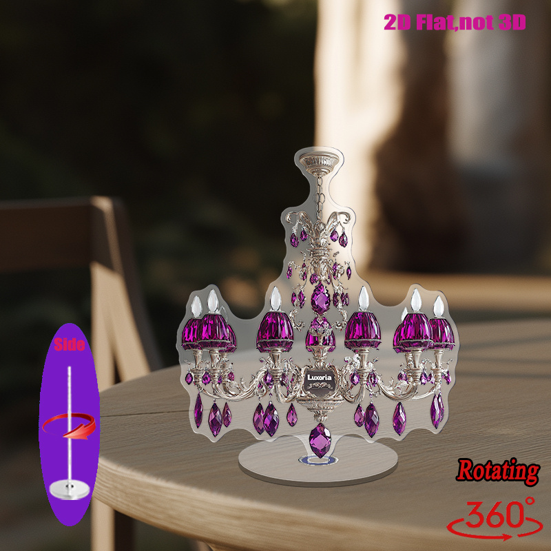 2d flat 1pc acrylic crystal chandelier decorative piece 2d flat rotating with amethyst   elegant event and celebration ornament for   room bedroom no electricity needed festive home decor elegant chandelier design acrylic construction chandeliers for ceiling details 7
