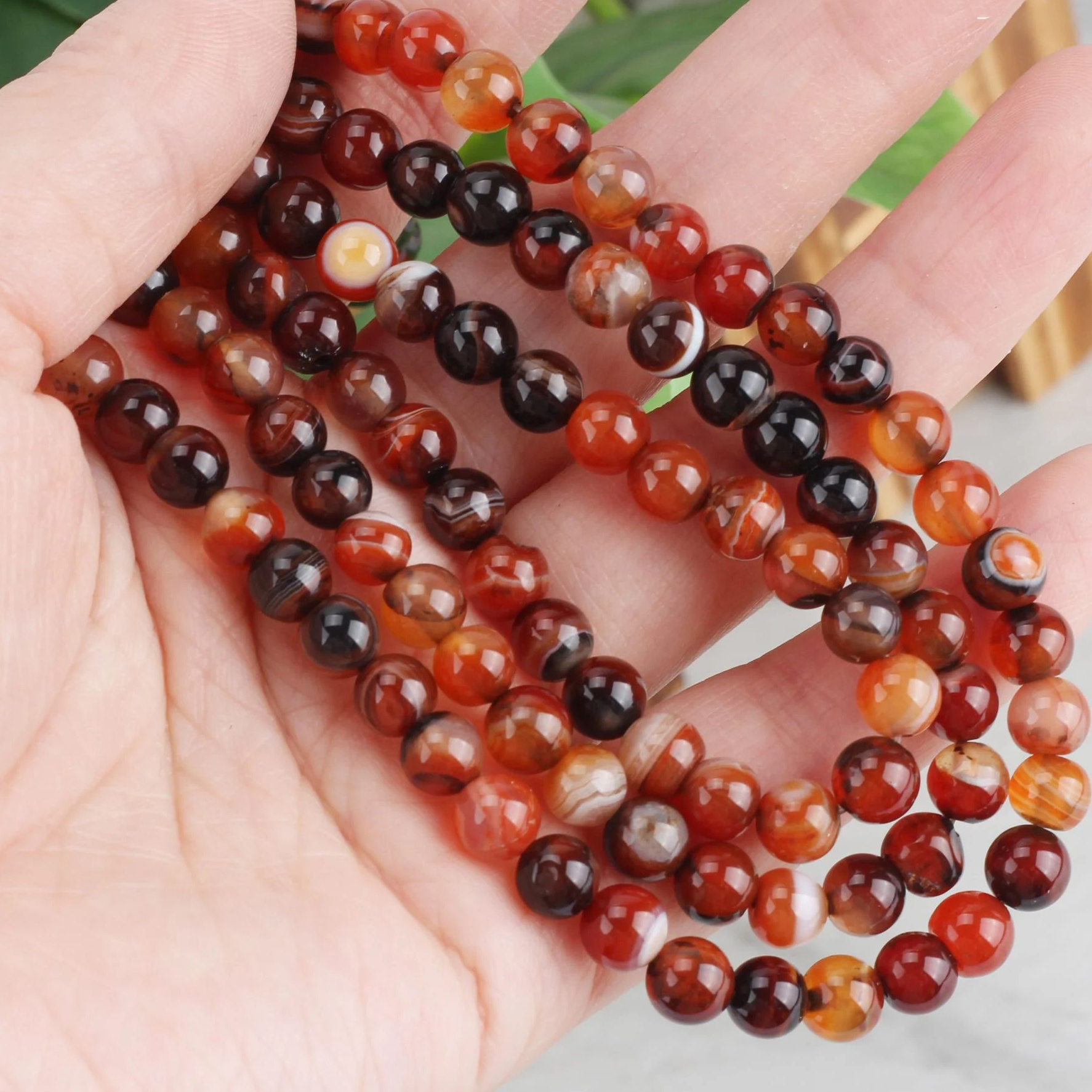 TEMU Toee Zuby Natural Beads Suitable For Jewelry Making, 6mm & 8mm Round Polished Semi-precious Stone Beads With Curved Base For Diy Bracelets,
