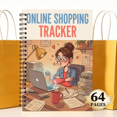 Spiral Bound Online Order , A4 Size 64 Pages, Order Log with Columns, Budget Organizer and Personal Account Book, Shopping List Planner for Recording Purchases and Shipments