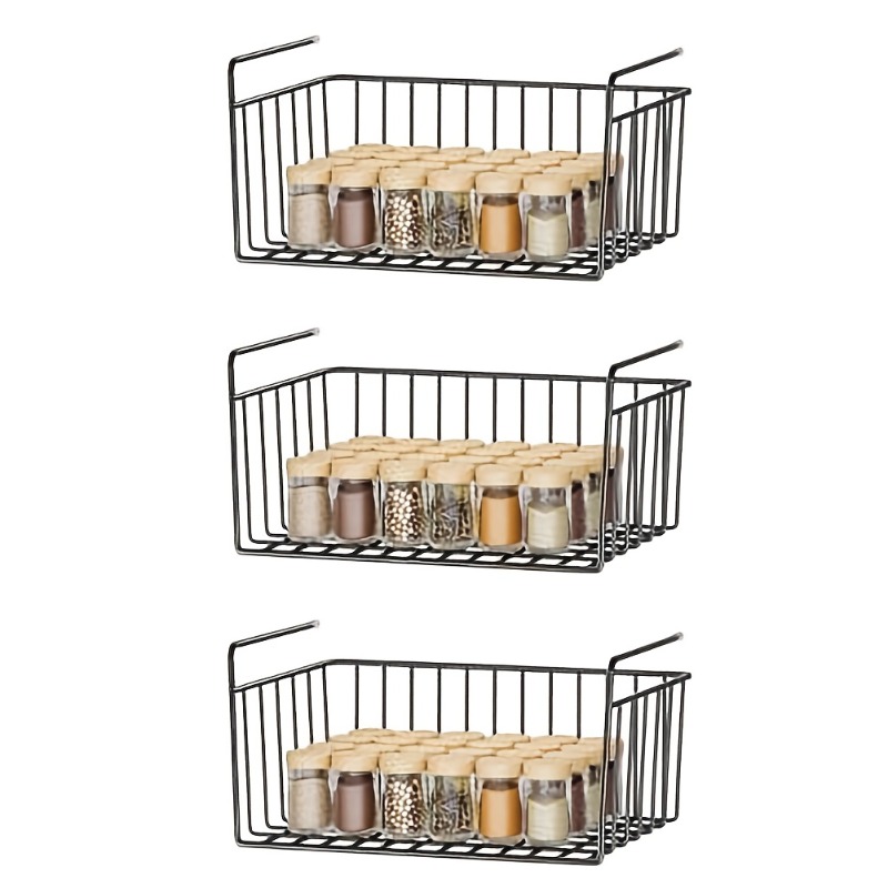 item picture 3 pack country metal hanging basket organizers no drill durable   with lower hanging basket for kitchen cabinets tables bathrooms and toilets multipurpose storage solution contemporary style ideal for apartments christmas