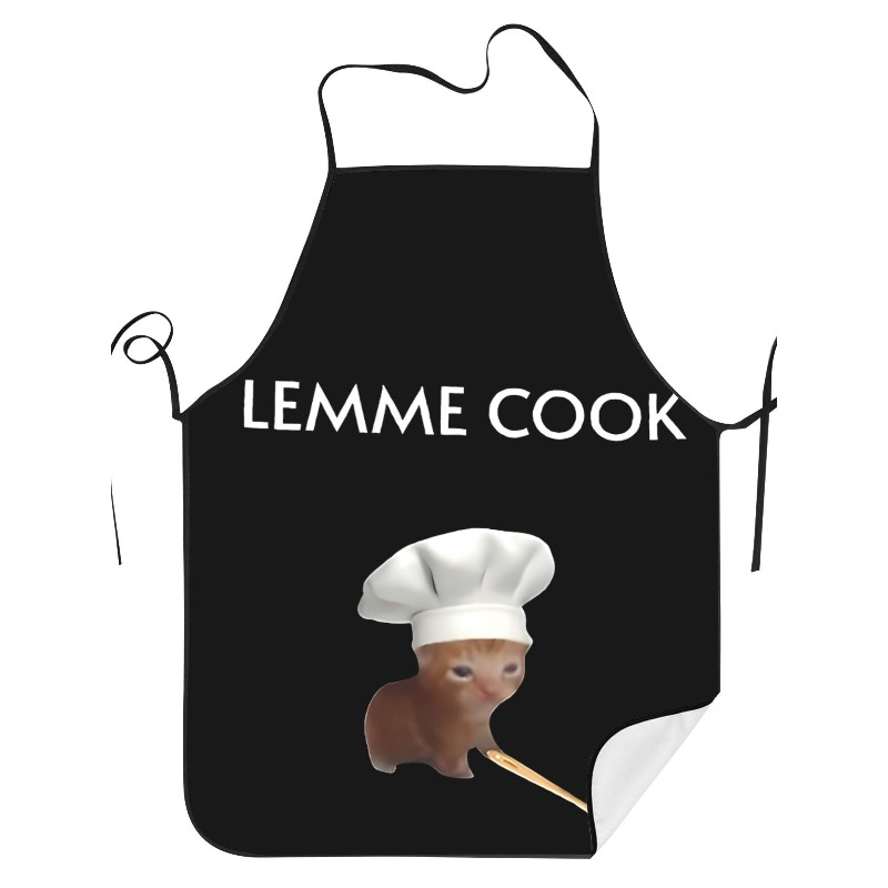 TEMU 1pc " Do It" Chef Apron With Kitten Design & Adjustable Waist Tie - Washable Reusable Bib Suitable For Baking, Bbq, Parties, Gardening, Nail